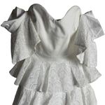 Caroline Constas Irene Ruffle Tiered Off Shoulder White Eyelet Mini Dress Size 4 Photo 5