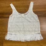 Kirra Lace Fringe Tank Top Womens Small Ivory White Sleeveless Crochet Festival Photo 1