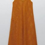 ZARA Mustard Midi Perforation Dress /Holiday Beach Bikini /Hollow Out Cover Up M Photo 4