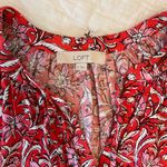 Loft Spring Bloom Tie Neck Puff Sleeve Floral Puff Sleeve Peasant Top Size M Photo 5