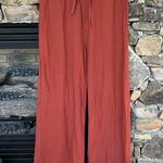 Comfy Linen Cotton Flowy Rust Pants Drawstring New Wide Leg Red Size undefined Photo 0
