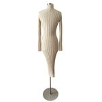 Intermix Anine Bing Shawn Ribbed Knit Midi Dress Sweater Wool Long Sleeve Oatmeal XS EUC Photo 8