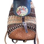 Kenya Artisan Made Sisal Giraffe Themed Colors Durable Flap Safari Backpack Bag Brown Photo 5