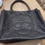 Lounge Fly  Embossed Skull Accent Tote Bag Photo 0