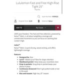 Lululemon fast and free high rise leggings psychic blue 4 Photo 2