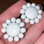 Vintage Womens Beaded Flower Clip On Fashion Earrings White from Japan Photo 8