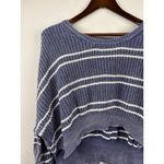 Miss Love Women’s Large Cropped Blue & White Striped Sweater Photo 1