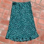 Leith NWT Blue Satin Leopard Midi Skirt Size S Photo 0