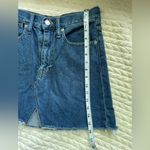 Madewell  size 25 blue medium wash frayed raw hem A-line “rigid denim” mini skirt Photo 6