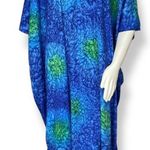 Kaftan Dress One Size Abstract Print Women Blue Green Maxi Beachy Lounge Relaxed Photo 0