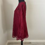 Jodi Kristopher  Size Small Maroon Lace long Sleeve Romper Photo 6