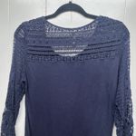 Monoreno Linen Cotton Crochet 3/4 Sleeve Women's Top Size Small Long Length Photo 6