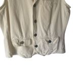 Chico's Cargo Vintage Size 1 Medium White Cotton Boho Tropical Outdoor Vest Photo 2