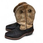 Ariat Heritage Roughstock Cowboy Western Leather Boots 34832 Men 9.5EE Square Toe Black Beige Measurement in pics Size 9.5 Photo 1