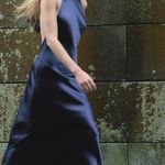 ZARA  maxi dress satin slip gown Elegant blue Halter formal party wedding prom Photo 16