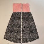 Roxy Strapless Casual Midi Dress Abstract Sz M Stretchy Women’s Pink Black Photo 11