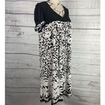 Perceptions Dress Womens 16 Black White Floral Short Sleeves V Neck Knit NEW $60 Photo 2