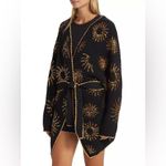 Farm Rio NWT Sun Sequin Cardigan in Sunny Mood Black Belted Long Knit Sweater M Photo 7