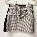 Maje  Ioldi Checkered High Rise Belted A-Line Mini Skirt Cream/Black Women 36 / 4 Photo 2