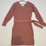 EXPRESS Women’s  Cozy Blush Pink Ribbed Sweater Dress Photo 0