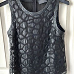 ASTR   sleeveless black tank top with faux leather animal print Photo 0