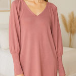 Apiece Apart  Mauve pink v neck sweater w/ puff‎ sleeve corset top Photo 0