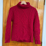 Aran Crafts Ireland 100% Merino Wool Cable Knit Turtleneck Sweater Red S Photo 0