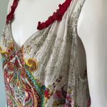 Bila Boho Paisley Peasant Ruffle Tank Top Large Red Photo 3
