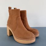 Dolce Vita Cecile Praline Nubuck Leather Wood Block Heel Ankle Boots Brown Size 7 Photo 1