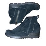 Sorel Women's Evie Bootie Size 9.5 Waterproof Black Suede Zip Wedge Ankle Boots Photo 3