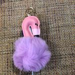 Flamingo Pom Pom Hangtag Pocket Book Purse Bag Decoration Keychain Photo 2