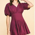 New Pinch Purple Emery Puff Sleeve Pleated Skirt Mini Dress Medium Photo 1