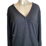 UGG  Size Medium Black Ribbed Three Button Long Sleeve Top. New With Tags. Photo 13