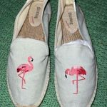 Soludos ANTHROPOLOGIE/ Picnic Espadrille Light Blue with Pink Flamingo Size US 9 Photo 0