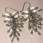 Silver Tone Clear Glass Beads Ball Drop Dangling Boho Pierced Earrings Photo 1