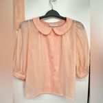 Blair‎ Woolverton Vintage 2 piece skirt and shirt Pastel Cotton Size 12 Orange Photo 3