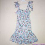 Eloquii  Tie‎ Shoulder Structured Midi Dress Blue Multicolored, 16 Photo 4