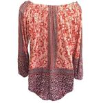 Lucky Brand  Off The Shoulder Blouse Floral Bohemian Long Sleeve Tunic Loose S Photo 7