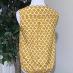 Loft  Yellow Silky Sleeveless P,eat Front Round Neck Career Blouse XSP Photo 5