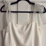 Lulus  Romantic Celebration White Tie-Strap Bodycon Midi Dress Size Medium Photo 2