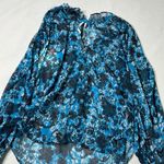 Anthropologie  Sheer Printed Peasant Blouse in Blue Motif Photo 8