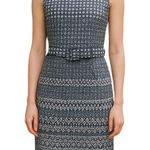 I Le New York Belted‎ Dress Navy & White Size 16 Chain Print Career Work Wear Blue Photo 0