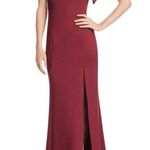 Black Halo Pabla one shoulder ruffled scuba high slit gown Photo 3