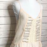 Hollister Sheer Cream Sequin & Lace Ruffle Trim Peasant Tank Top Size Small Photo 3