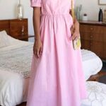 Greylin NEW  adriana poplin midi dress in bubble pink spring  party cottagecore Photo 3
