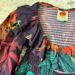 Farm Rio  Flower Scarves Long Sleeve Smocked Mini Dress Photo 6