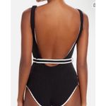 Black & White Solid & Striped Reversible Black White One Piece With Belt Sz S NWT $198 Photo 1