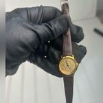 Vintage Gold U.S.A Coin Quartz Watch with Brown Leather Strap Photo 3