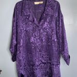 Victoria's Secret Victoria Secret Gold Label Purple Satin Damask Embossed Button Sleep Shirt M/L Photo 5