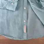 Perry Ellis  Linen Cotton Blend Coastal Blue Button Down Shirt Size Medium Photo 2